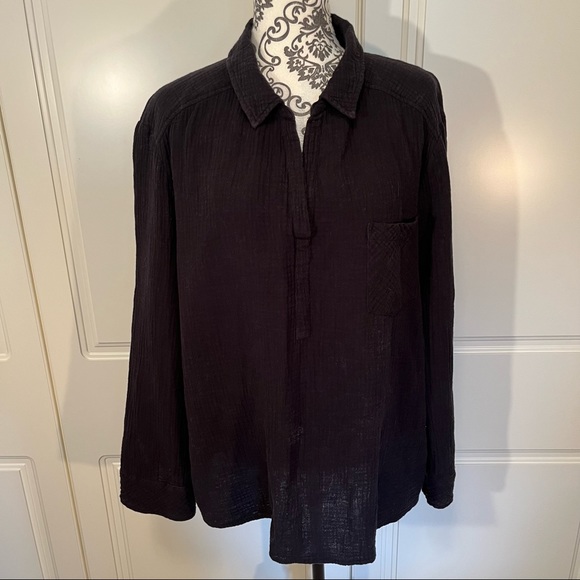 EUC Navy Double Gauze pullover Shirt Very Light Weight Perfect For Summer - Picture 1 of 8